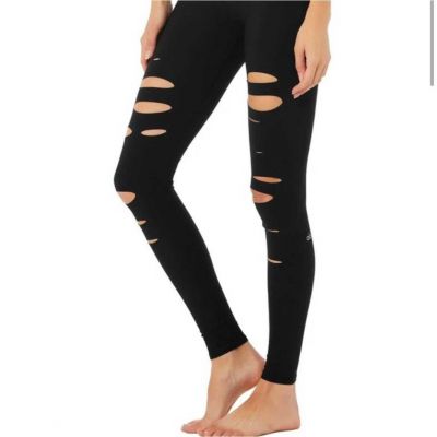 Alo Ripped High Rise Warrior Workout Yoga Dance Leggings Black Size XXS Long